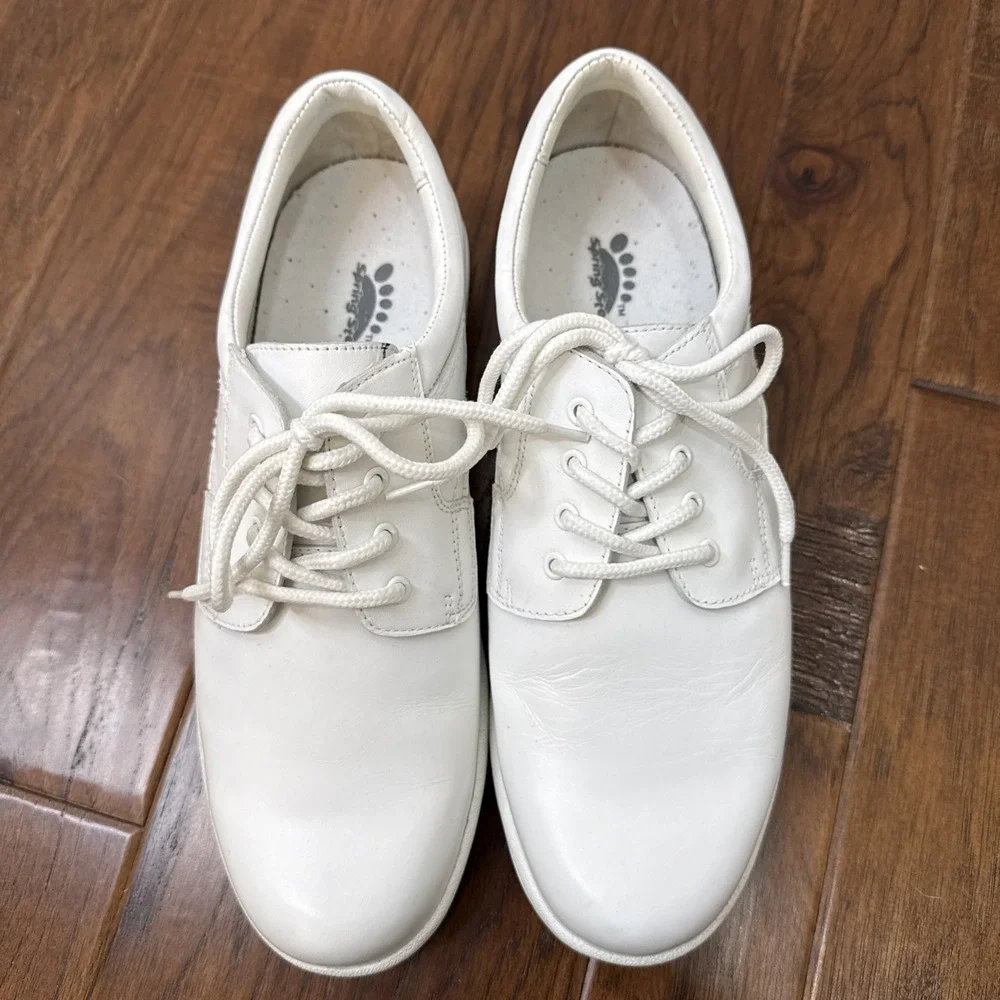 Spring Step Leather Sneakers Women 11 Wide White Professional Work Nurse Medical